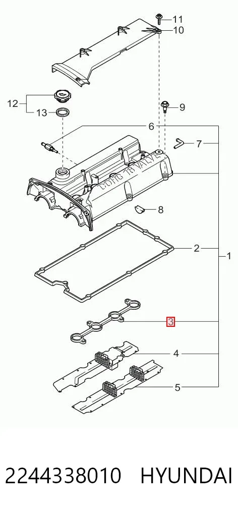 Vedante anular da cavidade de vela 2244338010 Hyundai/Kia