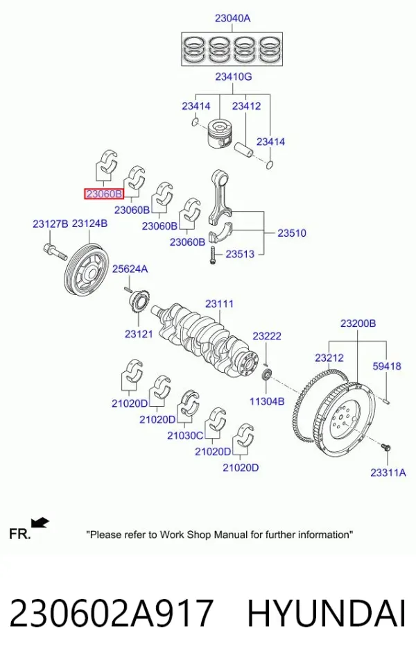Folhas inseridas de cambota de biela, kit, padrão (STD) 230602A917 Hyundai/Kia