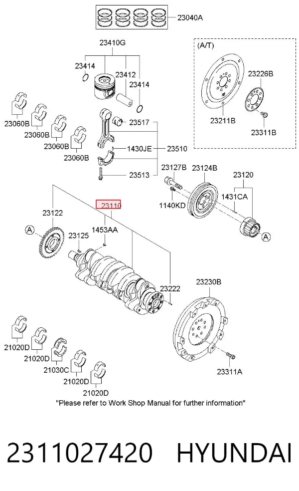 Cambota de motor 2311027420 Hyundai/Kia