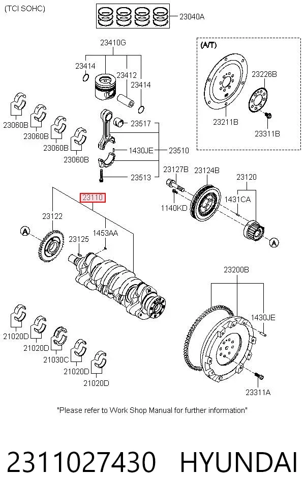 Cambota de motor 2311027430 Hyundai/Kia
