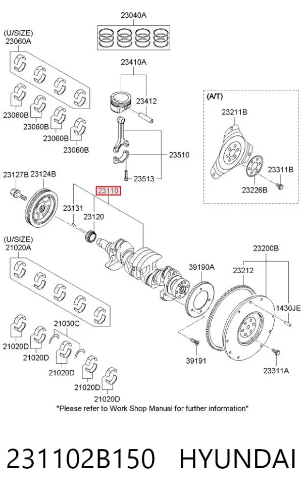 Cambota de motor 231102B150 Hyundai/Kia
