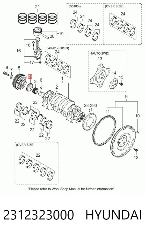 Arruela de cambota 2312323000 Hyundai/Kia