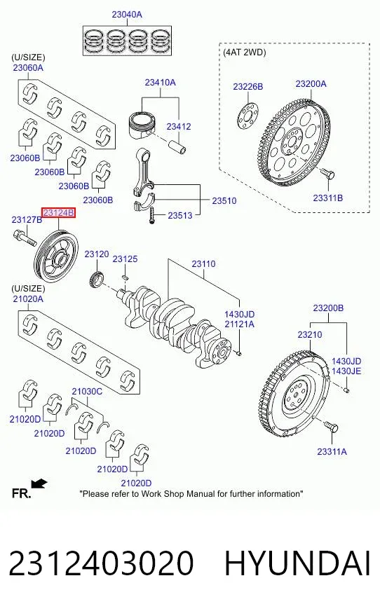 Polia de cambota 2312403020 Hyundai/Kia