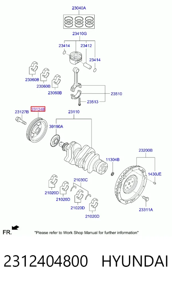 Polia de cambota 2312404800 Hyundai/Kia