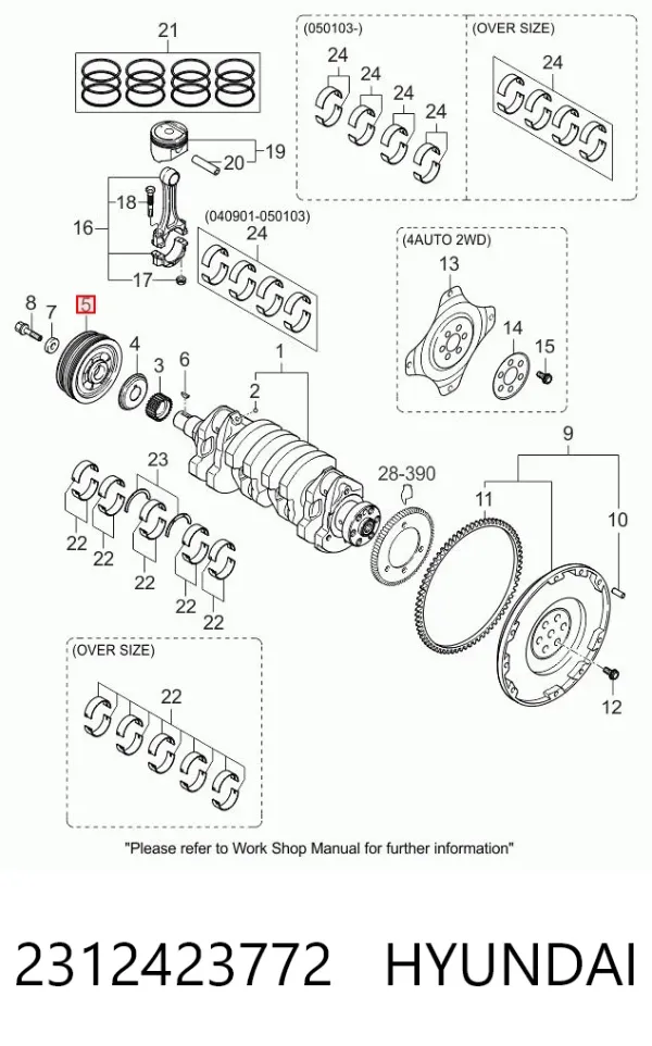 Polia de cambota 2312423772 Hyundai/Kia