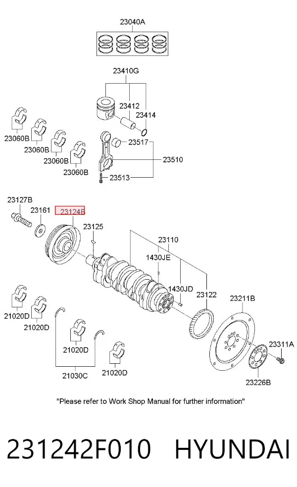 Polia de cambota 231242F010 Hyundai/Kia