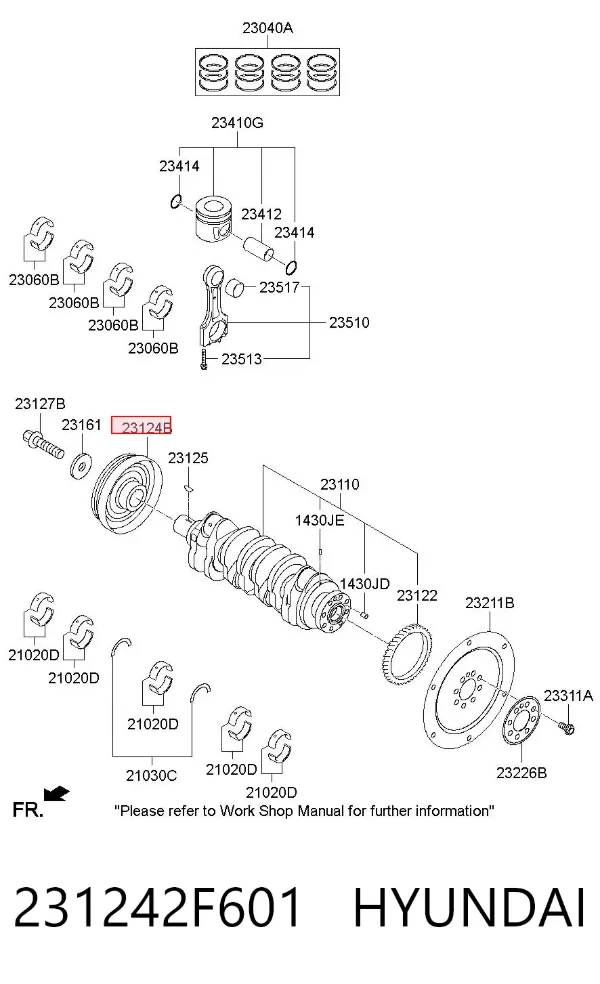 Polia de cambota 231242F601 Hyundai/Kia