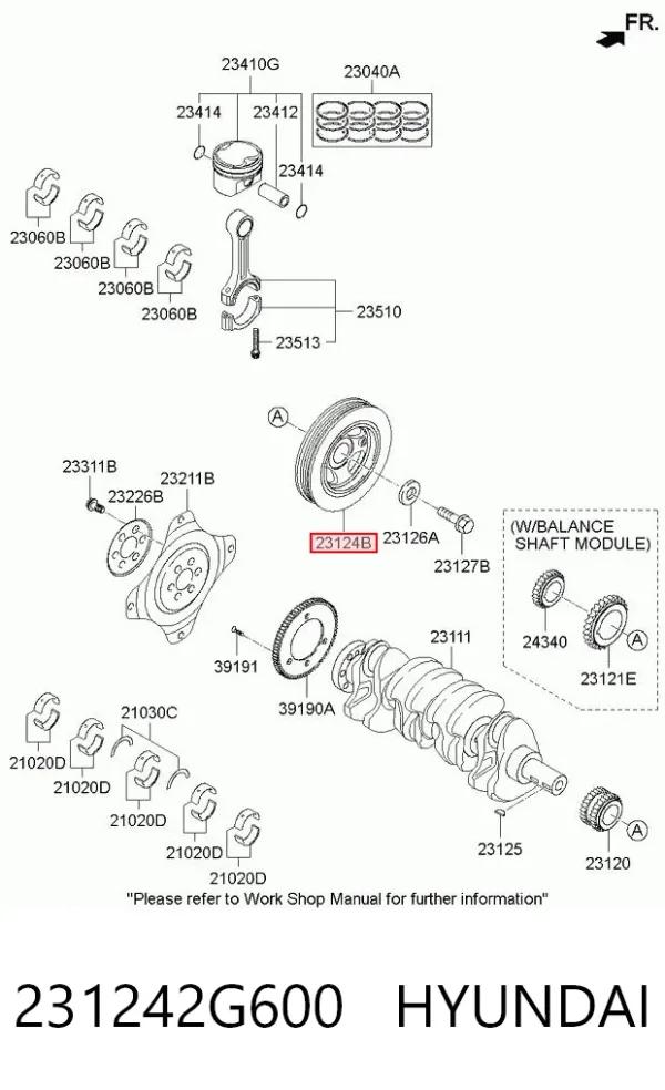 Polia de cambota 231242G600 Hyundai/Kia