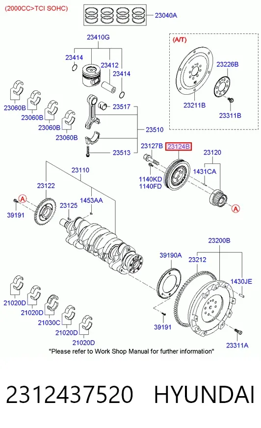 Polia de cambota 2312437520 Hyundai/Kia