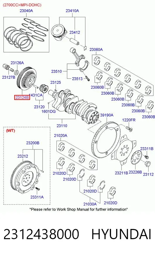 Polia de cambota 2312438000 Hyundai/Kia