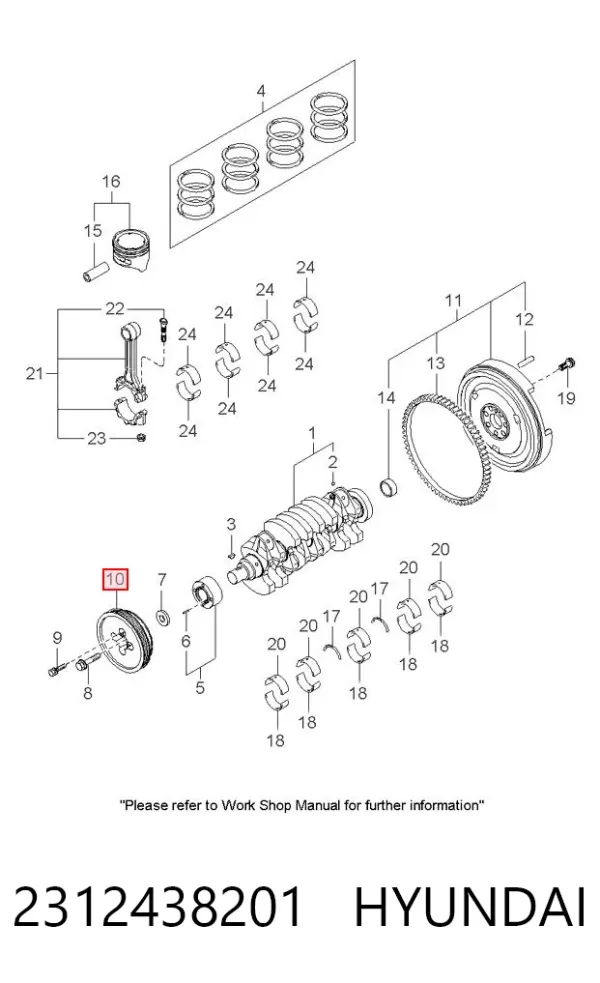 Polia de cambota 2312438201 Hyundai/Kia