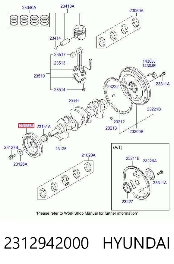 Polia de cambota 2312942000 Hyundai/Kia