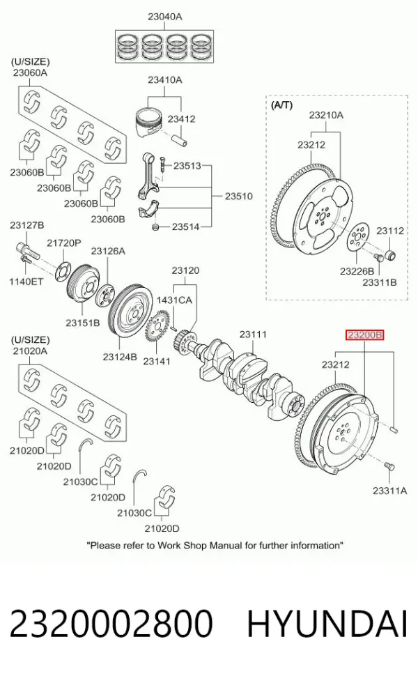 Volante de motor 2320002800 Hyundai/Kia