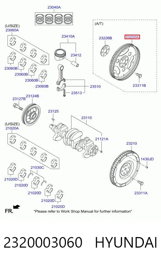 Volante de motor 2320003060 Hyundai/Kia