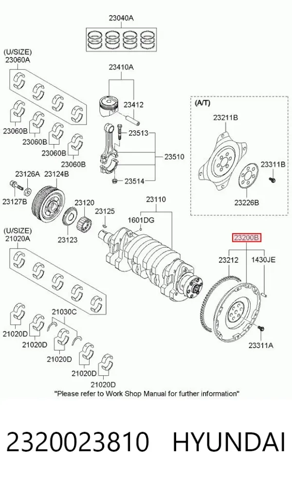 Volante de motor 2320023810 Hyundai/Kia