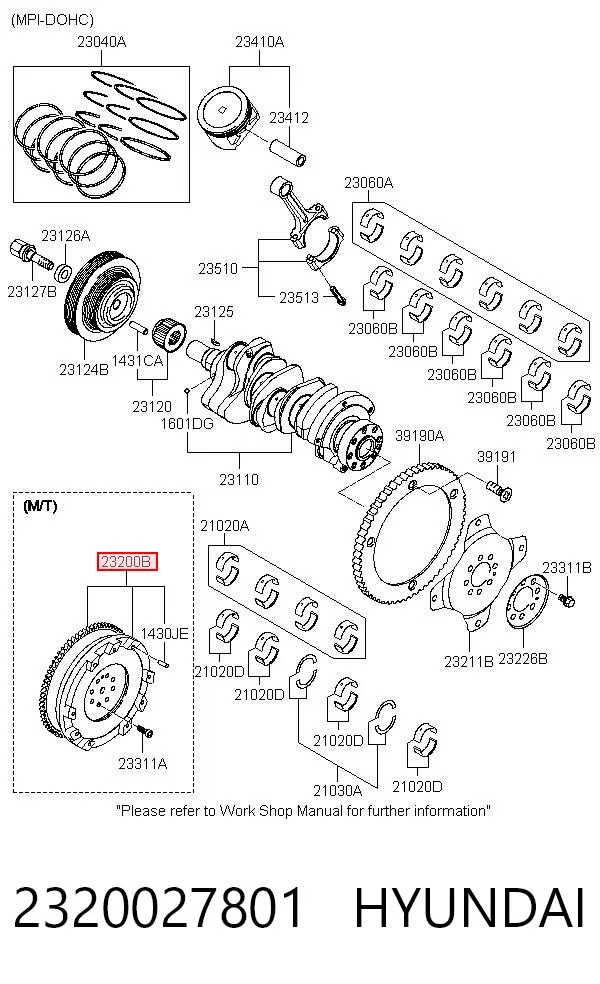 Volante de motor 2320027801 Hyundai/Kia