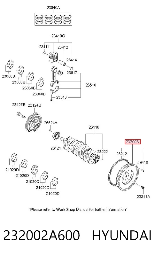 Volante de motor 232002A600 Hyundai/Kia