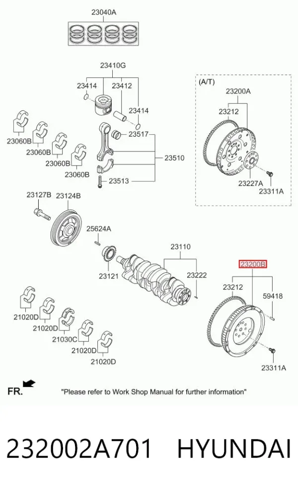 Volante de motor 232002A701 Hyundai/Kia