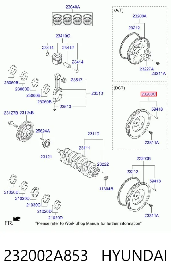 Volante de motor 232002A853 Hyundai/Kia