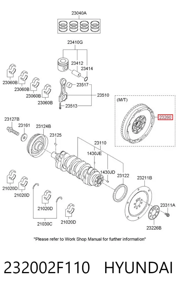 Volante de motor 232002F110 Hyundai/Kia