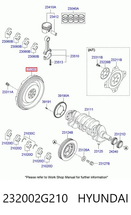 Volante de motor 232002G210 Hyundai/Kia