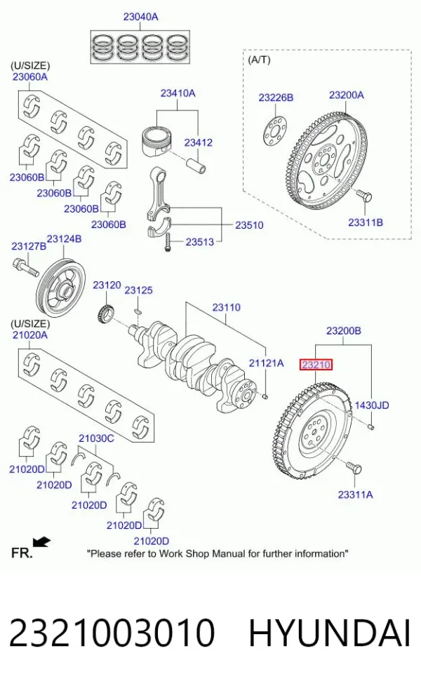 Volante de motor 2321003010 Hyundai/Kia