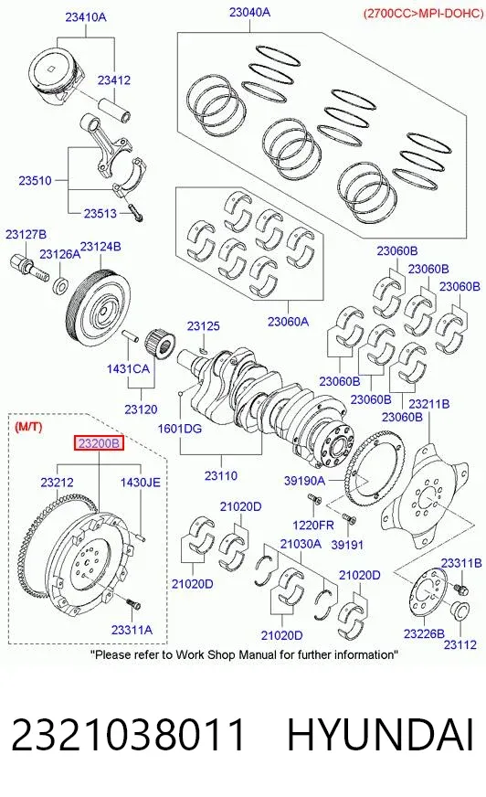 Volante de motor 2321038011 Hyundai/Kia