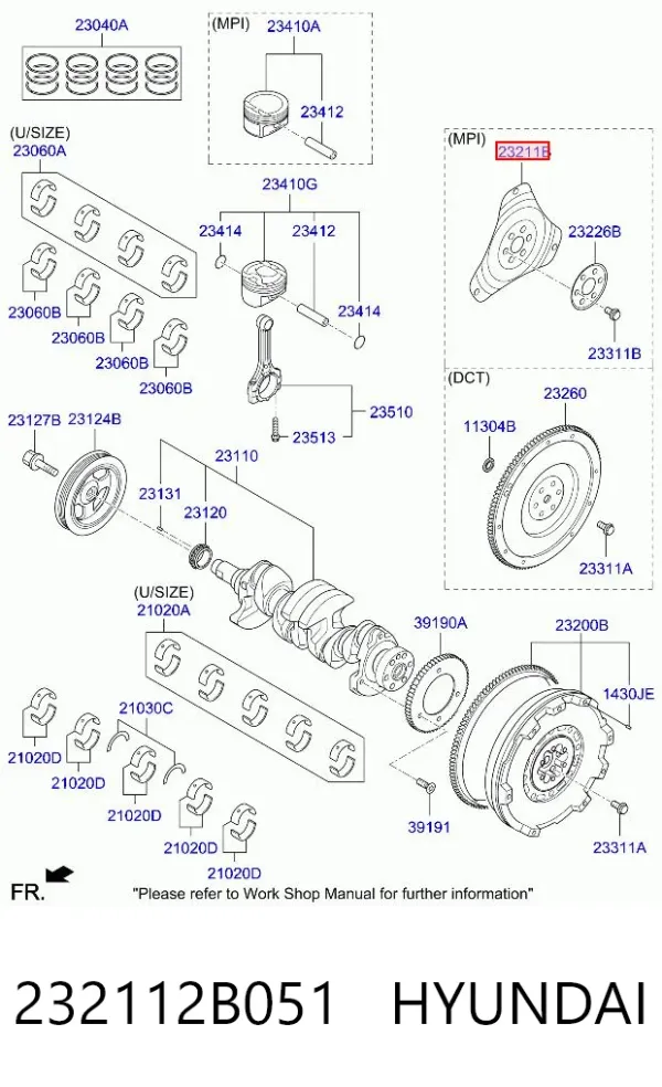 Volante de motor 232112B051 Hyundai/Kia