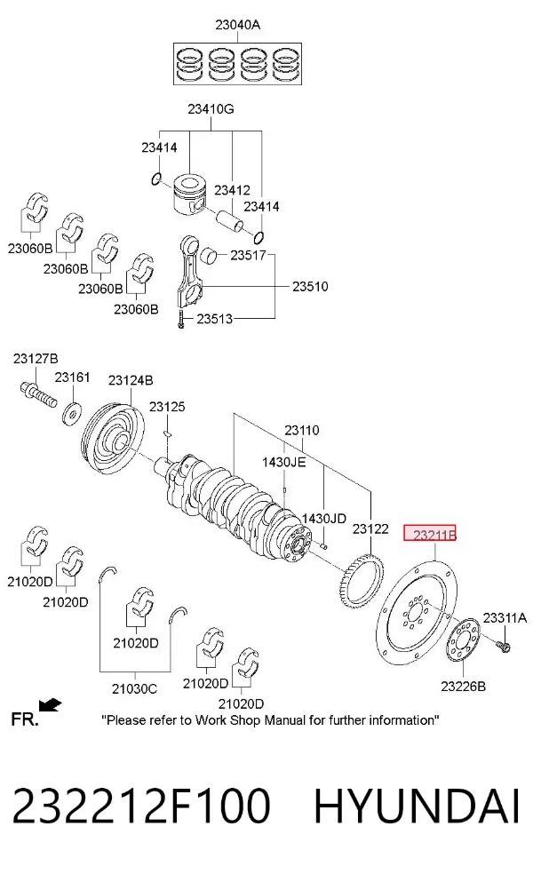 Volante de motor 232212F100 Hyundai/Kia