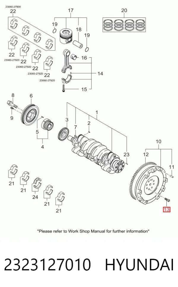Parafuso de fixação de volante 2323127010 Hyundai/Kia