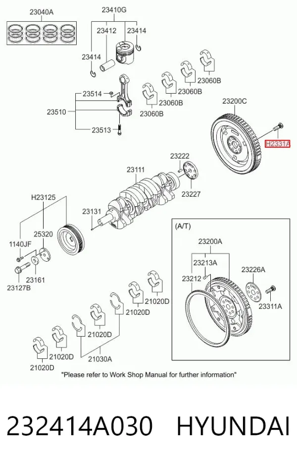 Parafuso de fixação de volante 232414A030 Hyundai/Kia