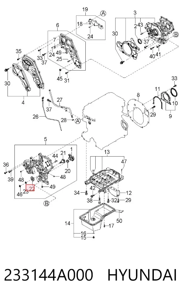 Roda dentada esquerda da árvore de equilibração 233144A000 Hyundai/Kia