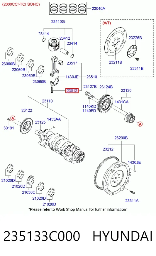 Parafuso de biela 235133C000 Hyundai/Kia