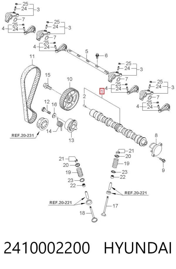Árvore distribuidora de motor KIA Picanto I