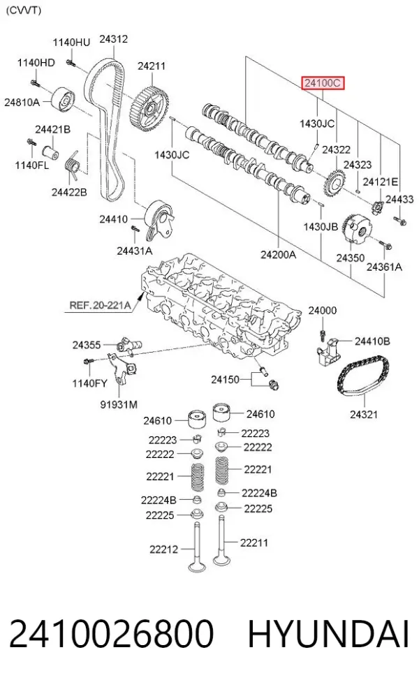 Árvore distribuidora de motor 2410026800 Hyundai/Kia