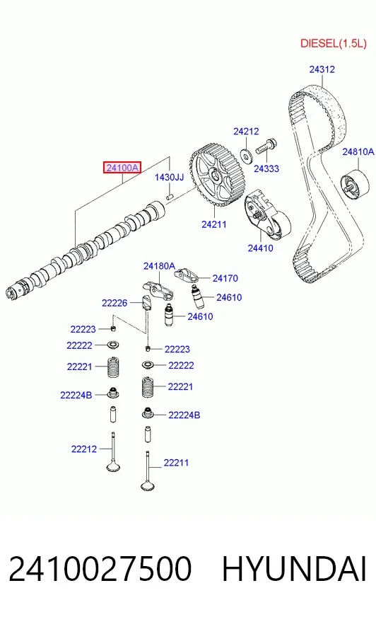 Árvore distribuidora de motor 2410027500 Hyundai/Kia