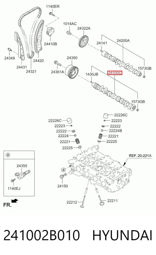 Árvore distribuidora de motor de admissão 241002B010 Hyundai/Kia
