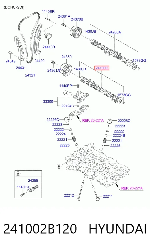 Árvore distribuidora de motor de admissão 241002B120 Hyundai/Kia