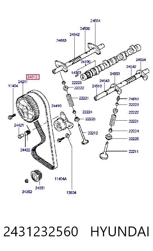 Correia do mecanismo de distribuição de gás 2431232560 Hyundai/Kia