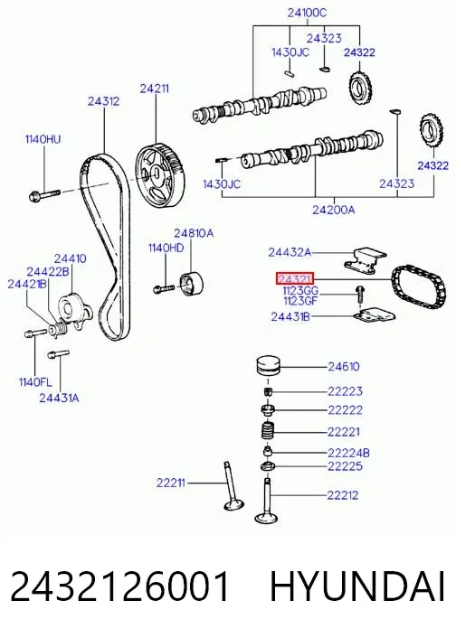 Cadeia do mecanismo de distribuição de gás Hyundai Accent I