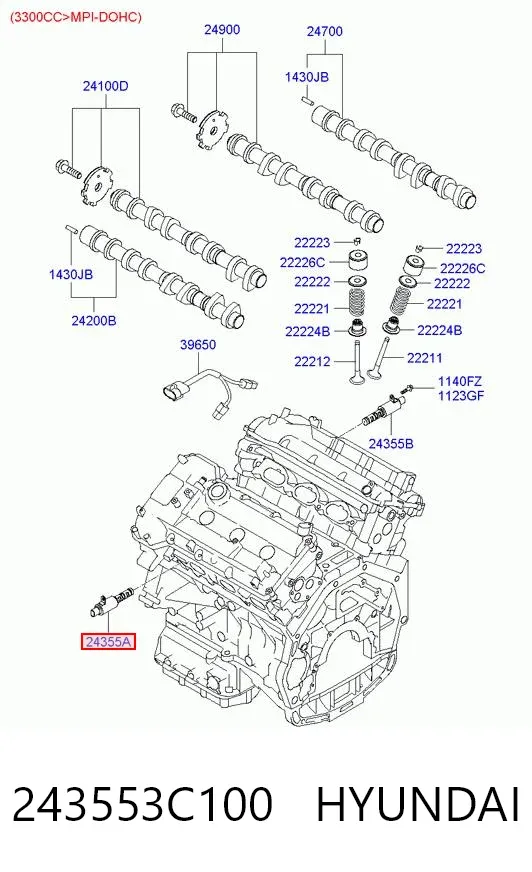 Válvula de regulação de pressão de óleo 243553C100 Hyundai/Kia