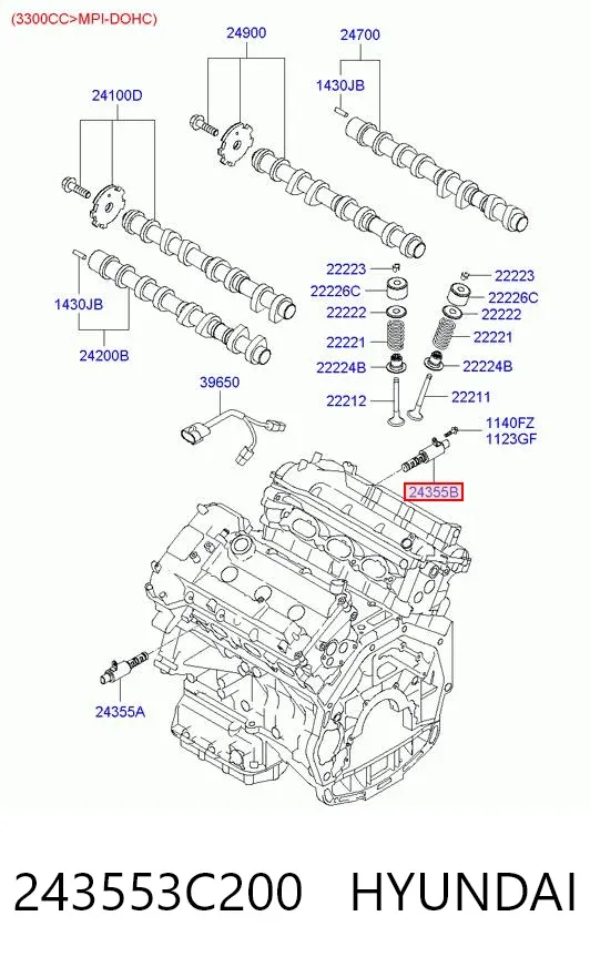 Válvula eletromagnética direita de posição (de fases) da árvore distribuidora 243553C200 Hyundai/Kia