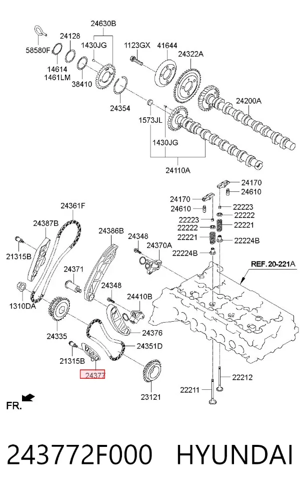 Amortecedor de cadeia de bomba de óleo 243772F000 Hyundai/Kia