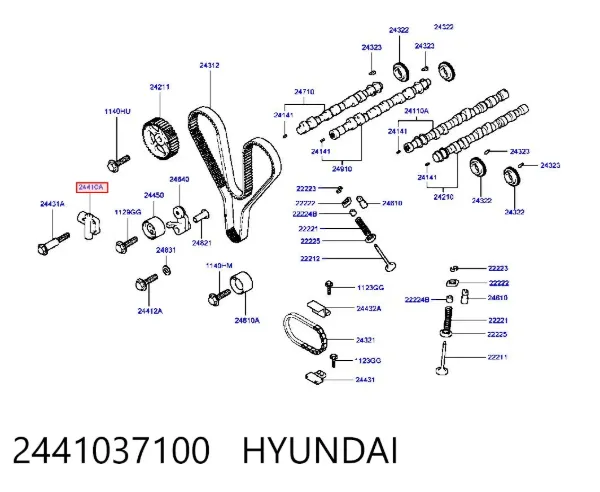 Reguladora de tensão da correia do mecanismo de distribuição de gás 2441037100 Hyundai/Kia