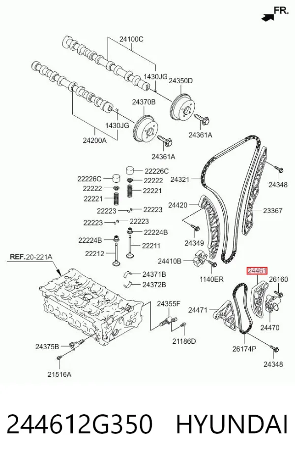 Cadeia de bomba de óleo, kit 244612G350 Hyundai/Kia