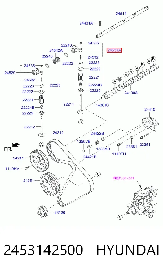 Balanceiro de válvula (balanceiro de válvulas) de admissão 2453142500 Hyundai/Kia