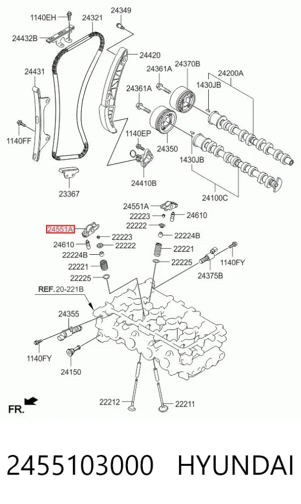 Balanceiro de válvula (balanceiro de válvulas) 2455103000 Hyundai/Kia