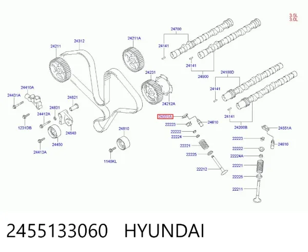 Balanceiro de válvula (balanceiro de válvulas) 2455133060 Hyundai/Kia