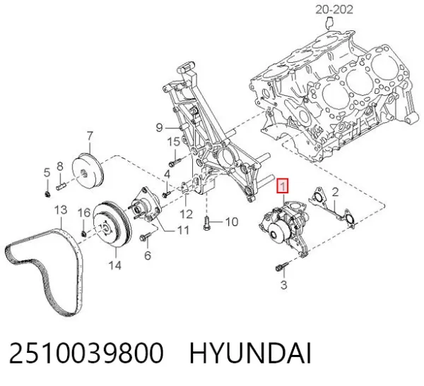 Bomba de água (bomba) de esfriamento 2510039800 Hyundai/Kia