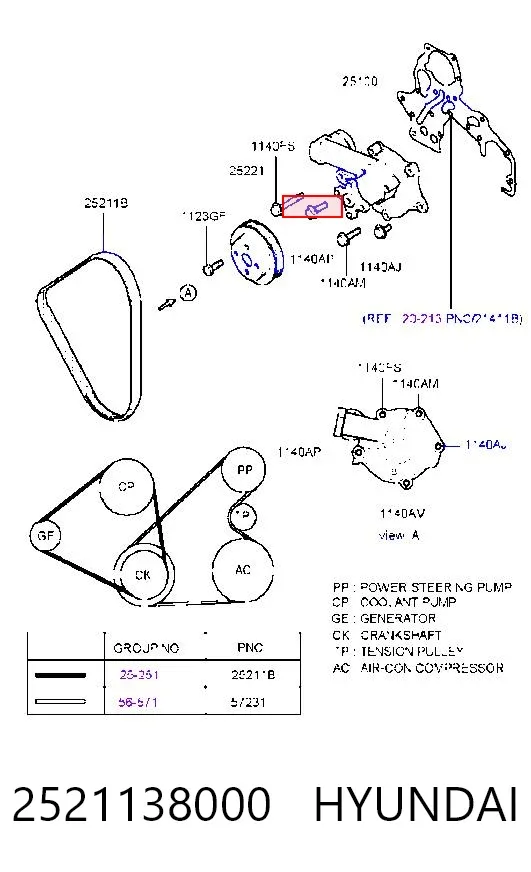 Polia da bomba de água Hyundai Sonata IV